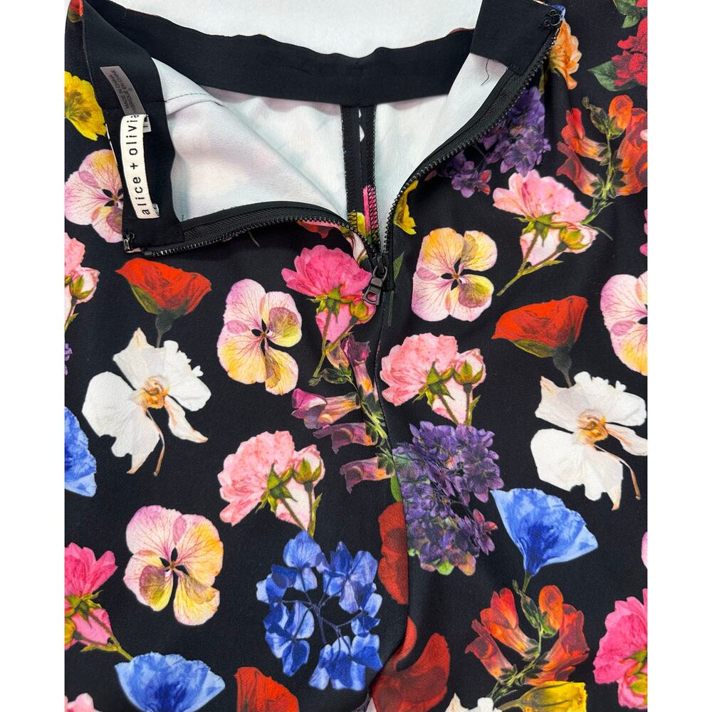 Alice + Olivia RMP Bootcut Pants Timeless Blossom Floral Mid Rise Size 0 - Picture 8 of 15